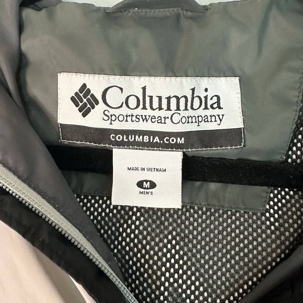 Columbia Jacket Mens‎ M Gray Lightweight Windbreaker Packable Rain Spot See Pic - Picture 3 of 16